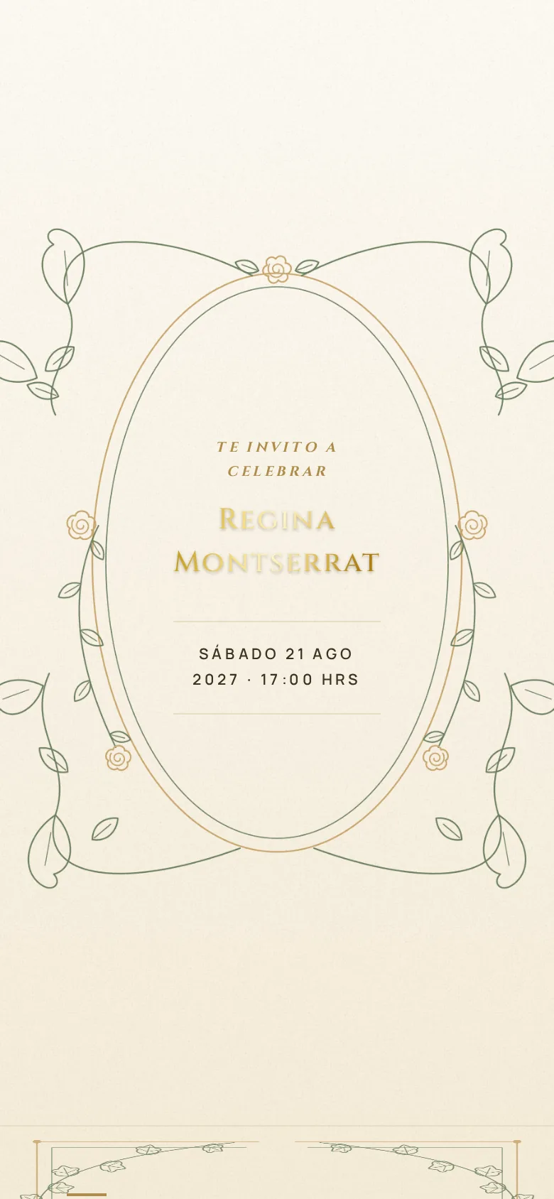 Invitación digital de XV años, diseño Arcos dorados