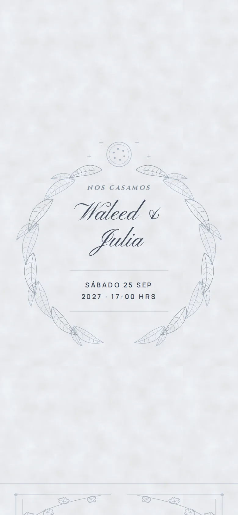 Invitación digital de Boda, diseño Cisnes de plata