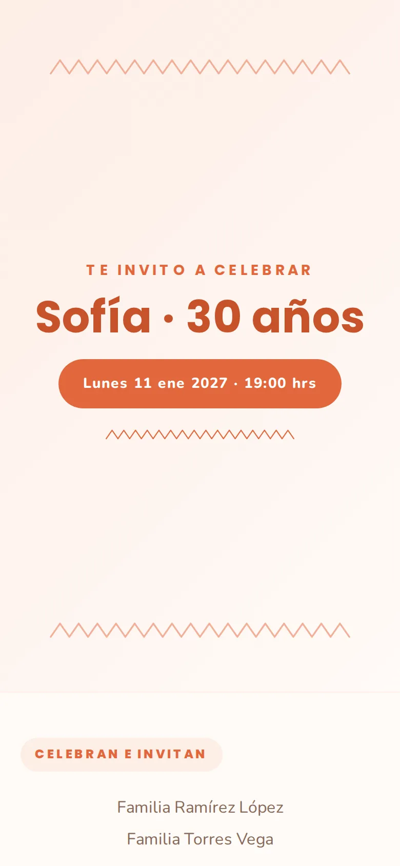 Invitación digital de Cumpleaños, diseño Confeti