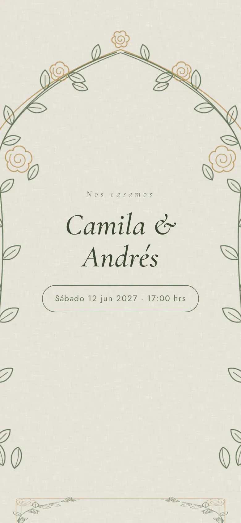 Invitación digital de Boda, diseño Jardín bordado