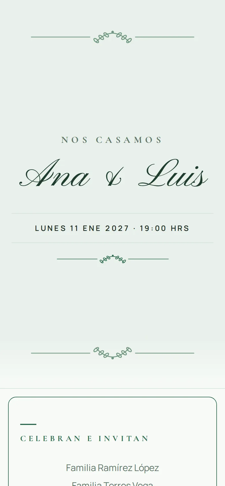 Invitación digital de Boda, diseño Laurel