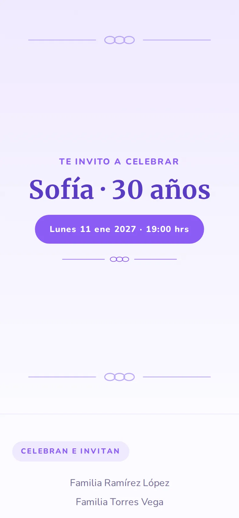 Invitación digital de Cumpleaños, diseño Lavanda pop