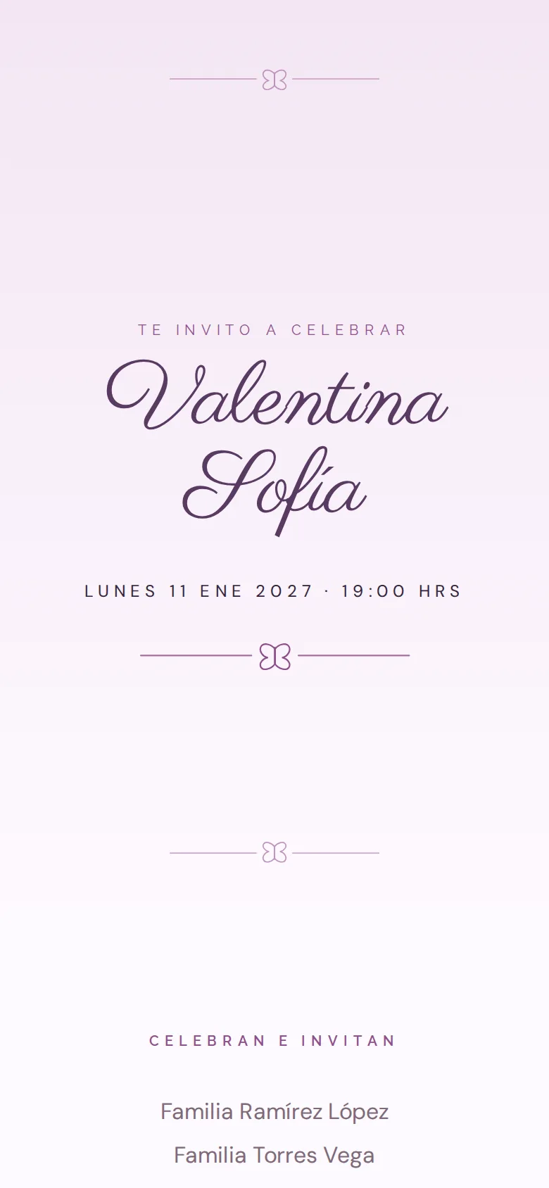 Invitación digital de XV años, diseño Lila en flor