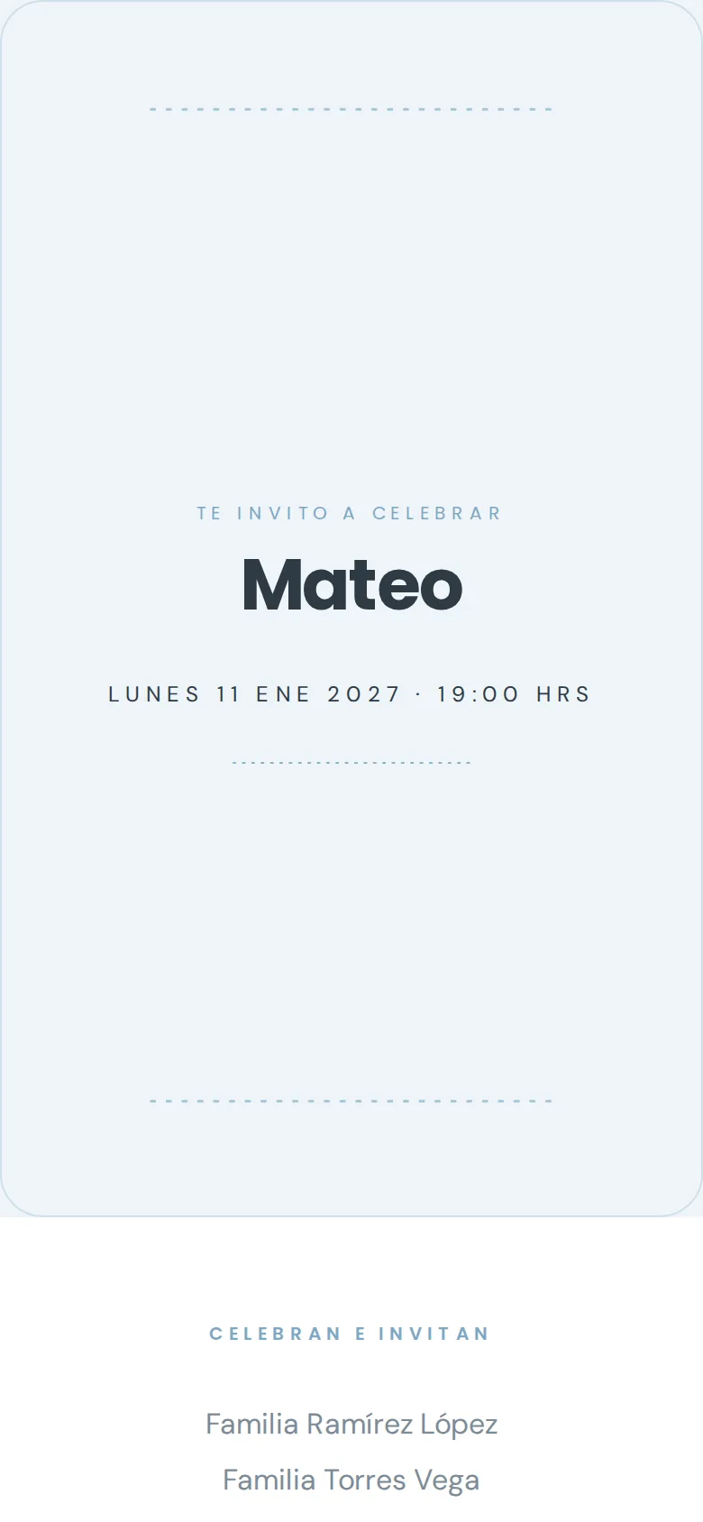 Invitación digital de Bautizo, diseño Nubecita