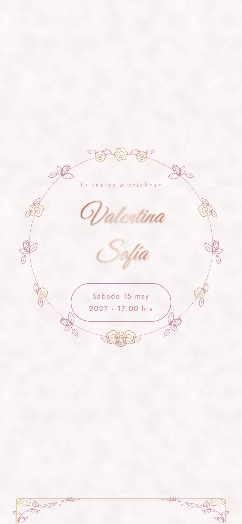 Invitación digital de XV años, diseño Rosal de encaje